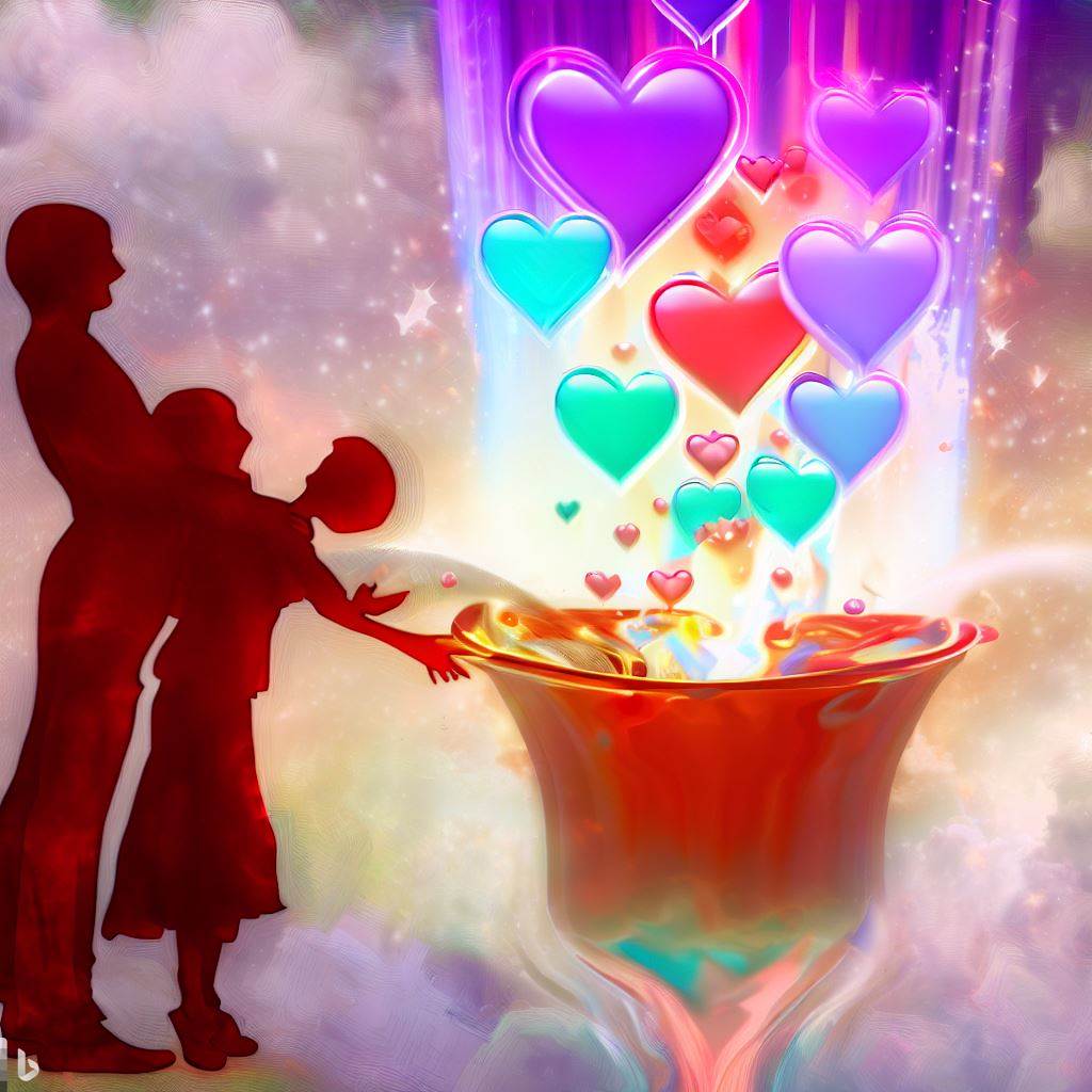 Digital art representation of Love flowing from God through Dads into their wives and kids