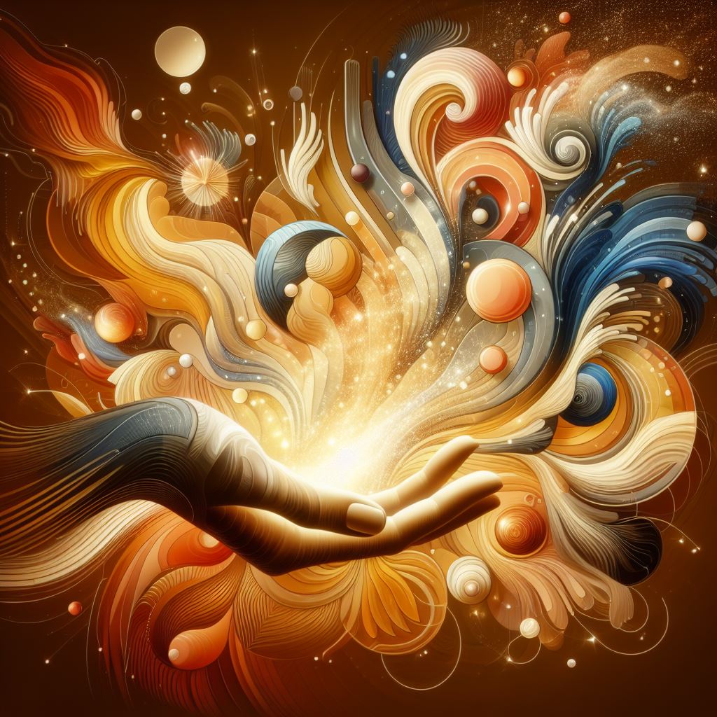 An abstract image representing open-handed generosity, blessings, and the flow of abundance.